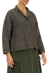 Aged Brown Pleated Silk Bamboo Jacket 3