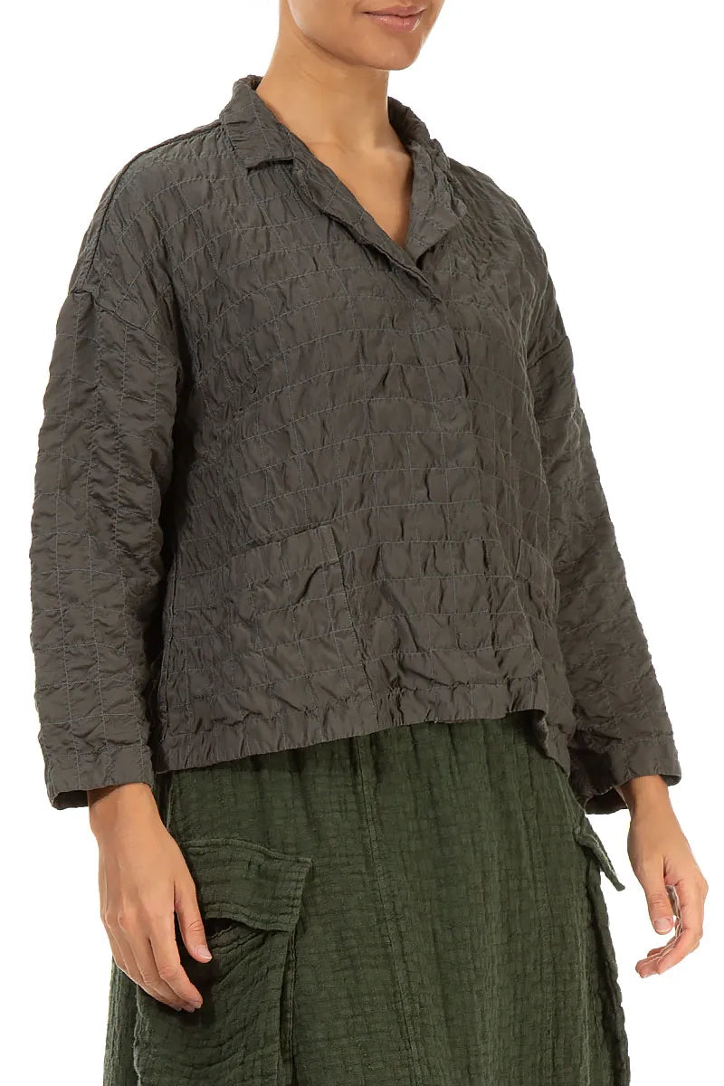 Aged Brown Pleated Silk Bamboo Jacket