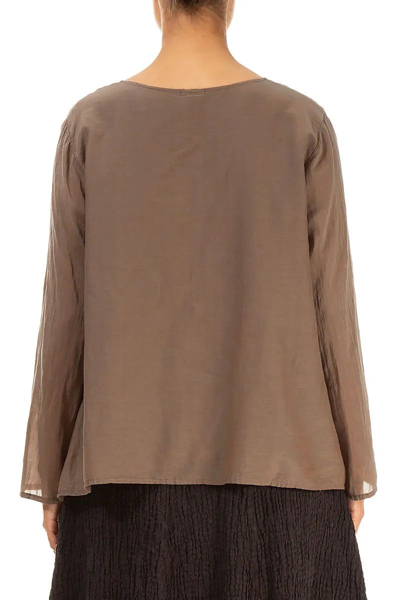 Bluse aus Seide und Baumwolle in gealtertem Kupfer