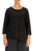 Asymmetric Crinkled Black Silk Blouse 1