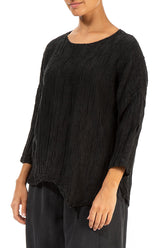 Asymmetric Crinkled Black Silk Blouse 3