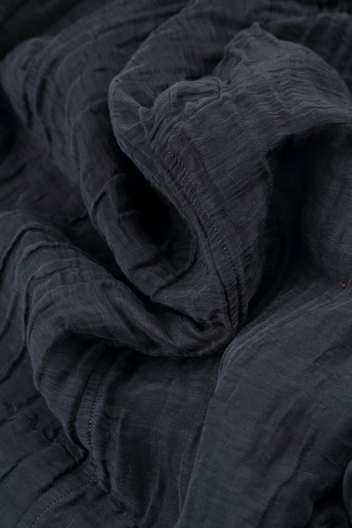 Asymmetric Crinkled Graphite Blue Silk Linen Tunic 5