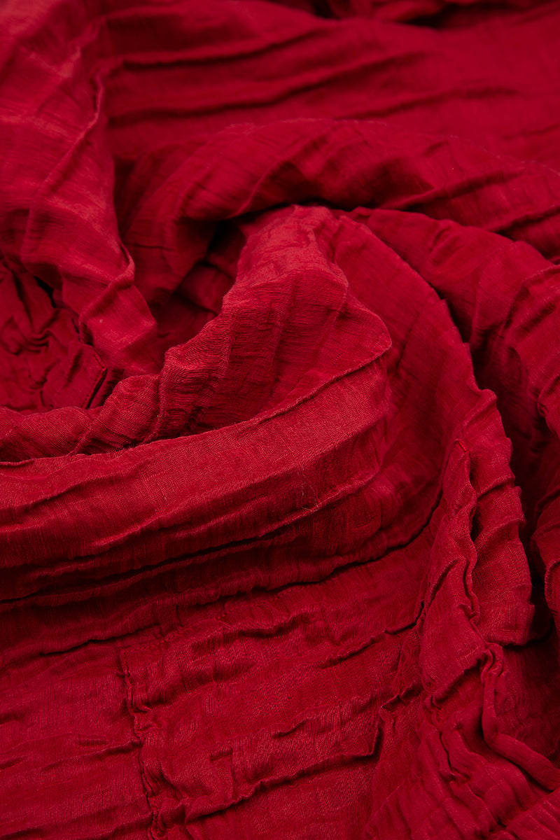 Asymmetric Crinkled Red Silk Linen Tunic 5