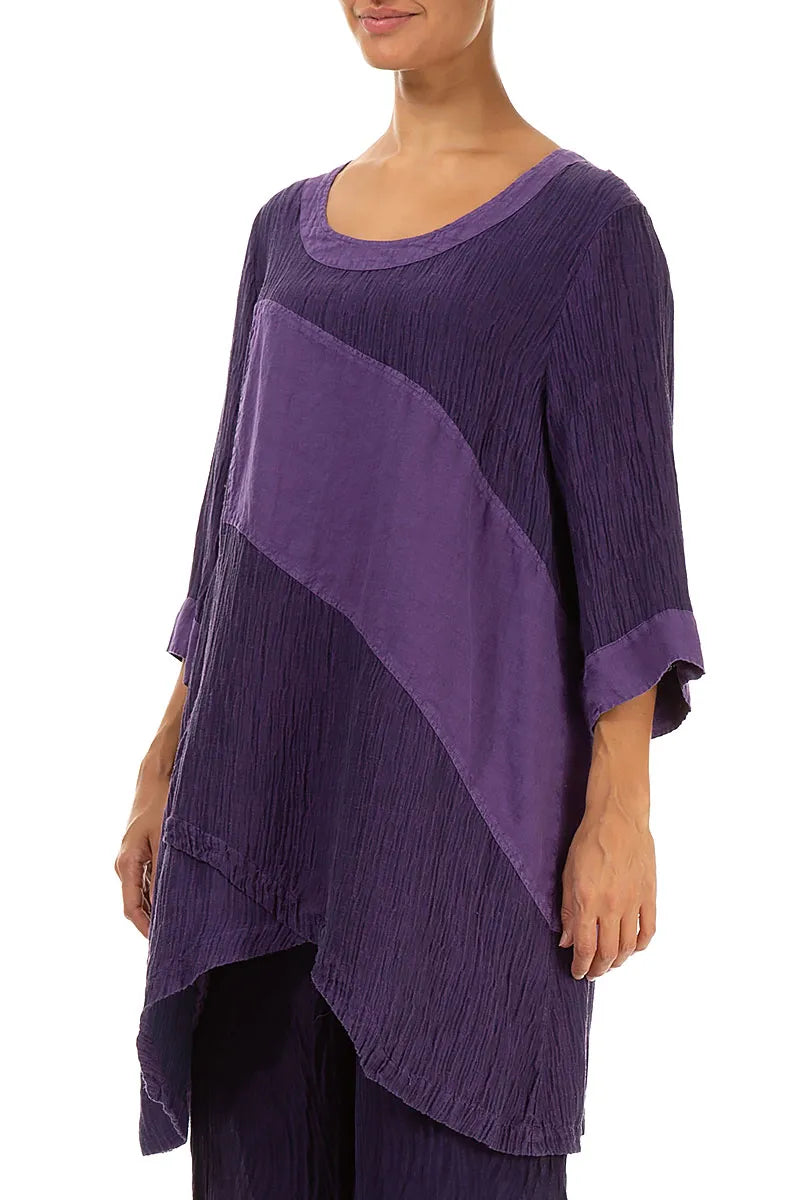 Asymmetric Crinkled Royal Purple Silk Tunic 3