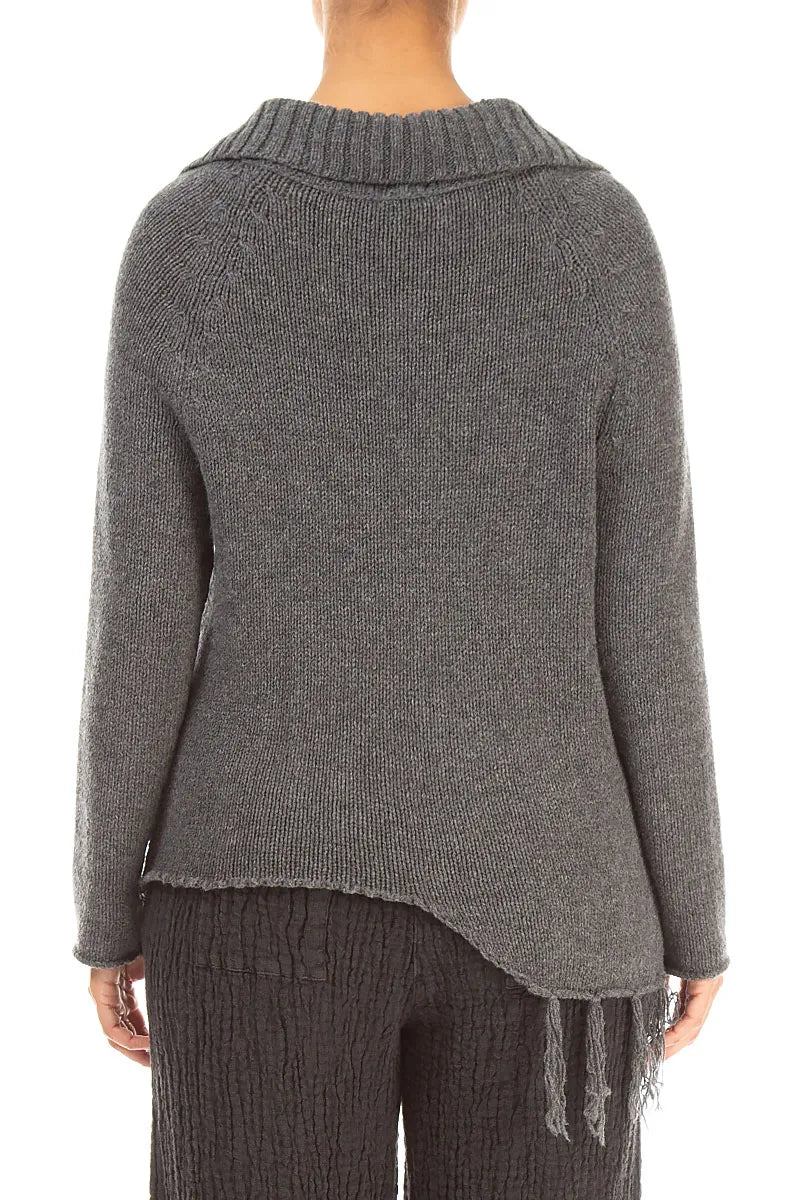 Asymmetric Grey Merino Wool Sweater 2