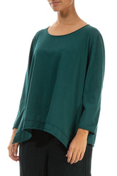 Asymmetric Hem Emerald Cotton Blouse 3