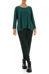 Asymmetric Hem Emerald Cotton Blouse 4