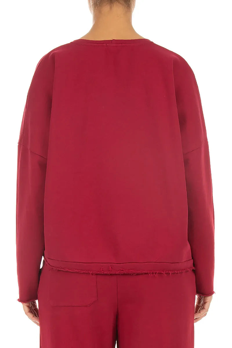 Asymmetric Ruby French Terry Cotton Blouse