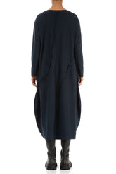 Asymmetric Seams Midnight Blue Cotton Dress 2