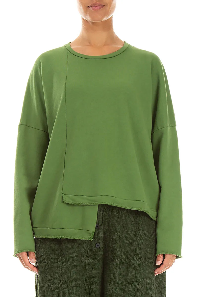 Blouse asymétrique en French terry Coton Vert trèfle