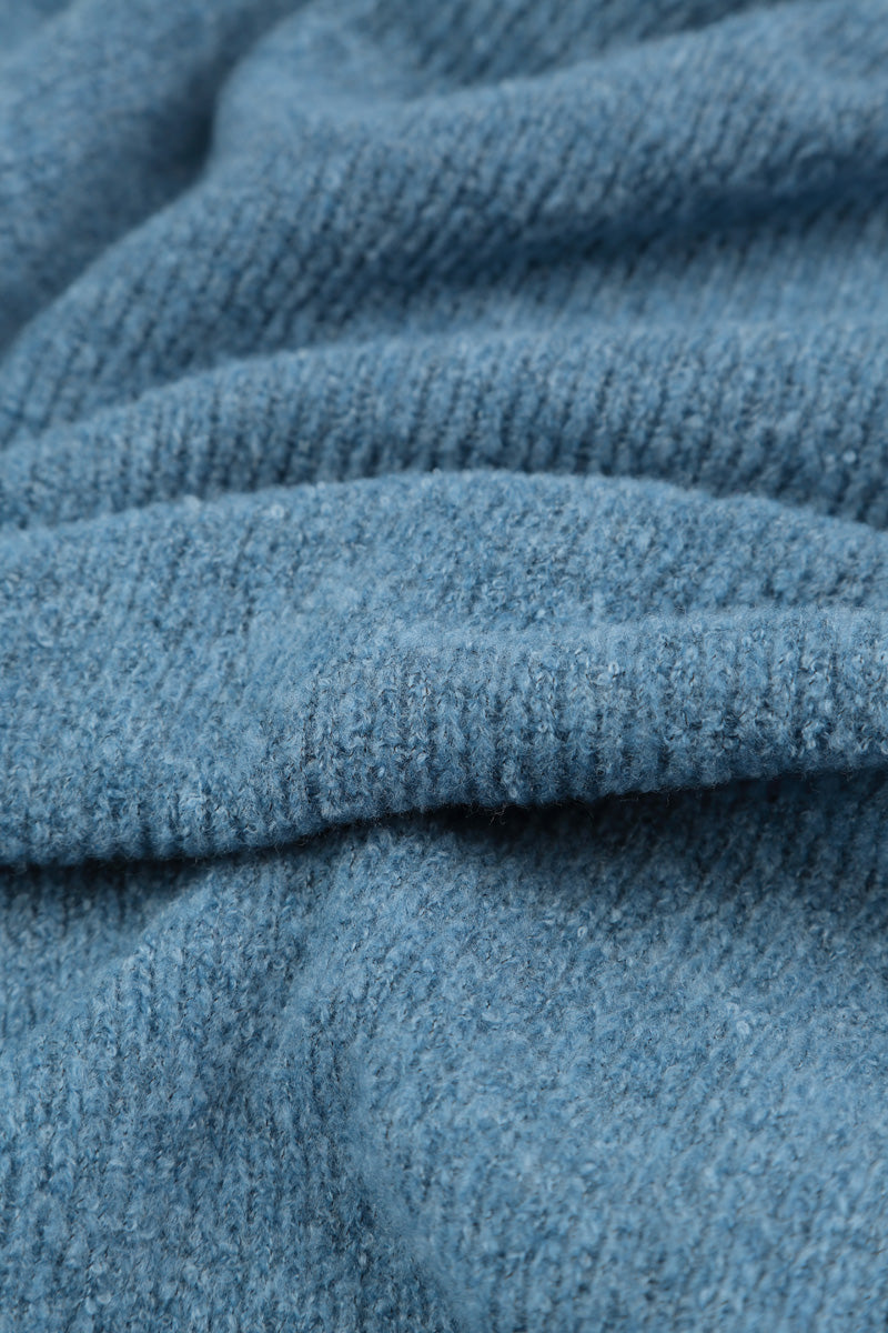 Asymmetric V-Neck Petrol Blue Wool Jumper 5
