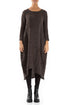 Asymmetrical Crinkled Ash Silk Linen Dress 1