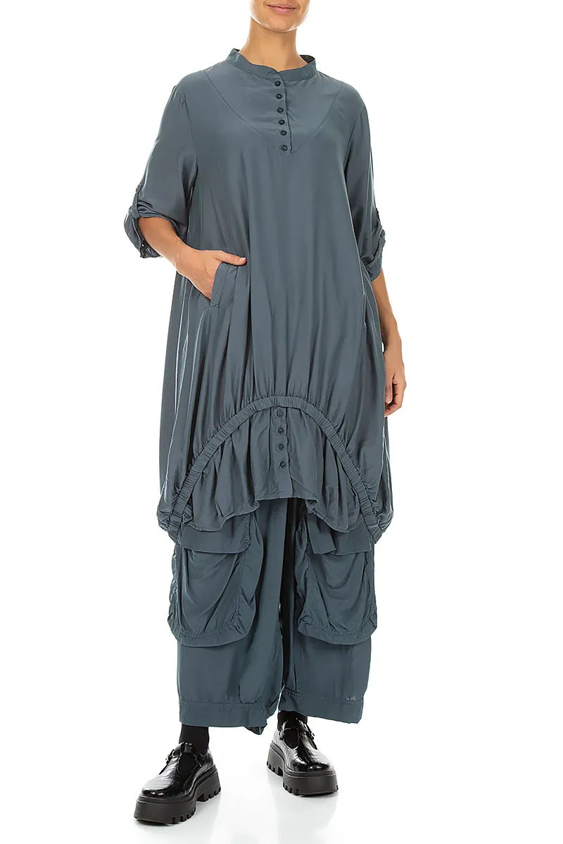 Baggy Pockets Slate Silk Bamboo Trousers 4