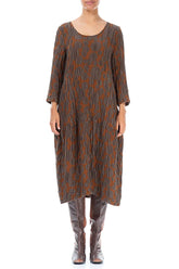 Balloon Aged Copper Circle Silk Linen Dress 1