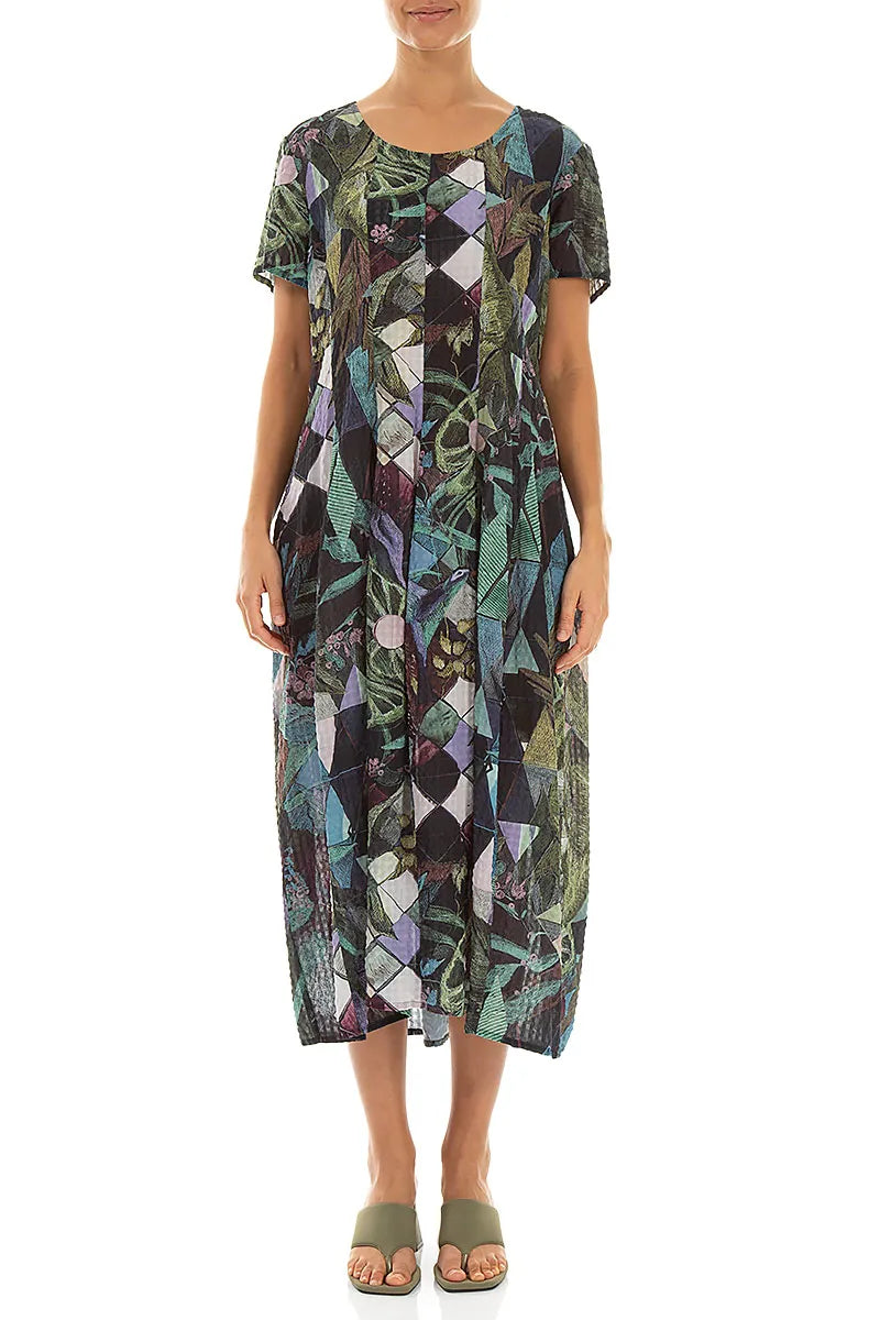 Balloon Art Mosaic Textured Silk Dress