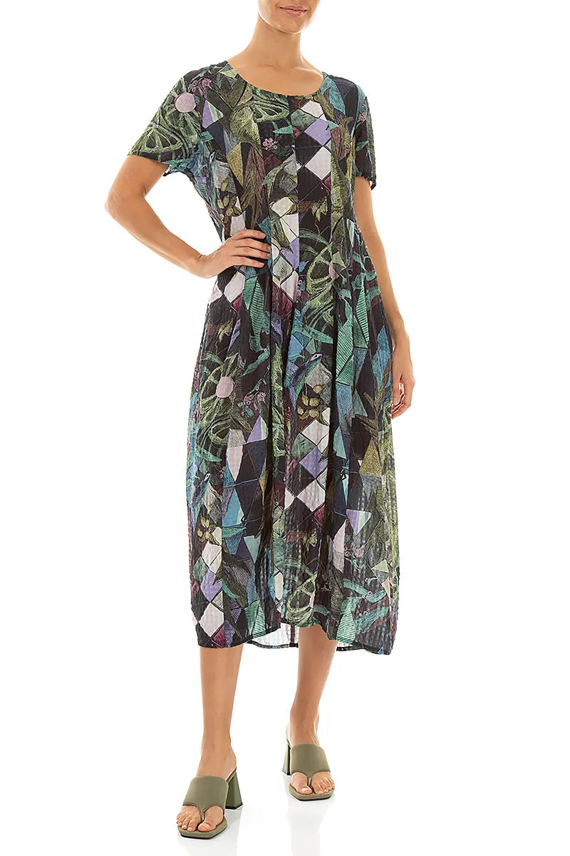 Balloon Art Mosaic Textured Silk Dress