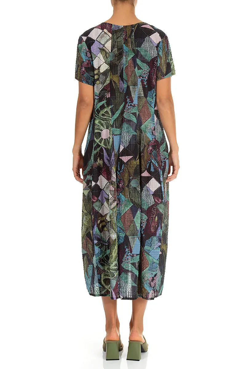 Balloon Art Mosaic Textured Silk Dress