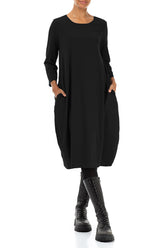 Balloon Black Cotton Dress 3