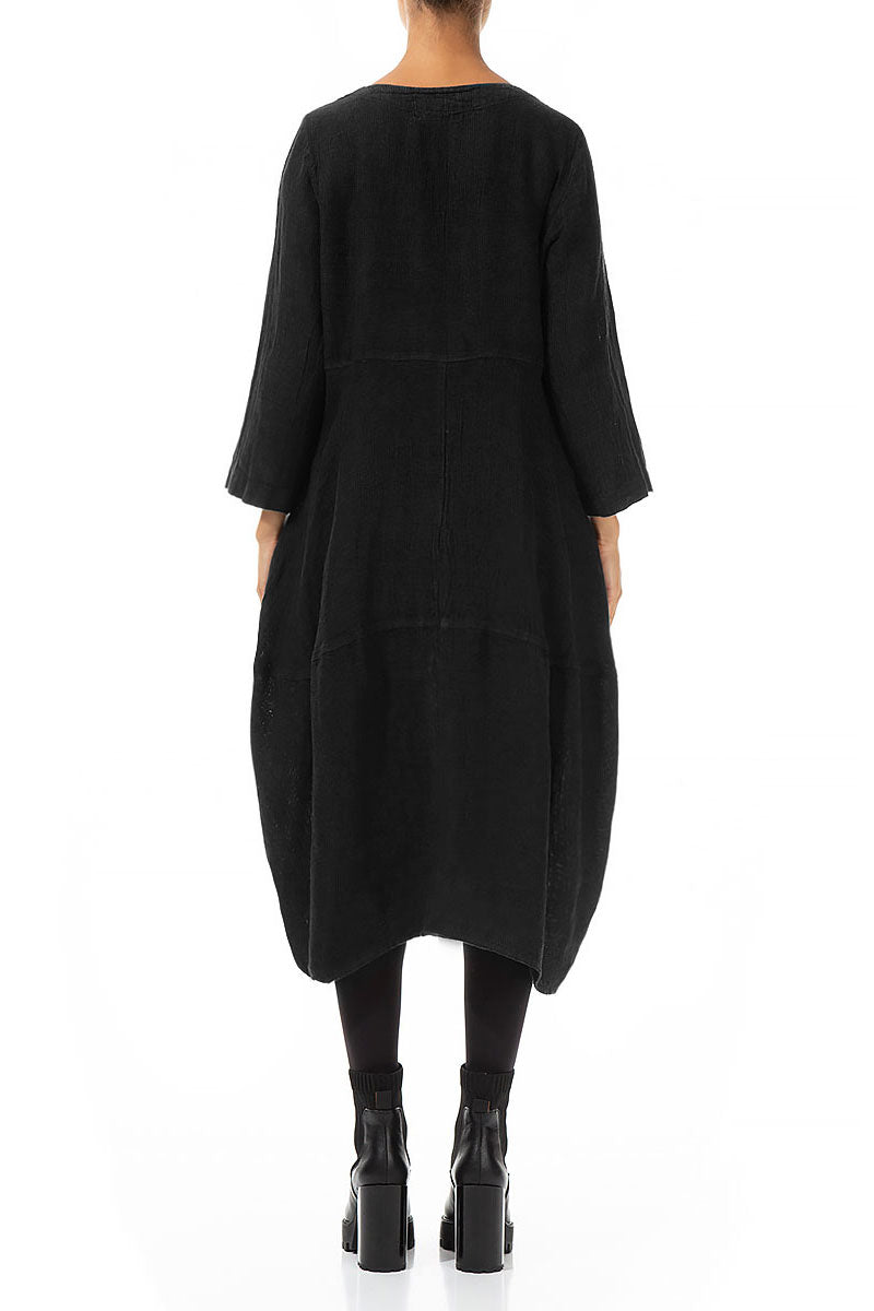 Balloon Black Mélange Linen Dress 2