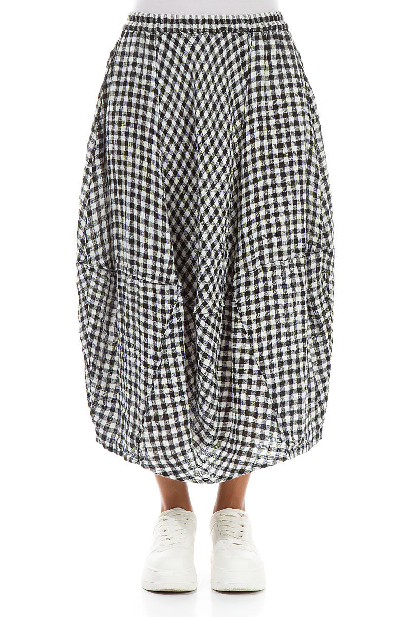 Balloon Black & White Check Linen Skirt 1