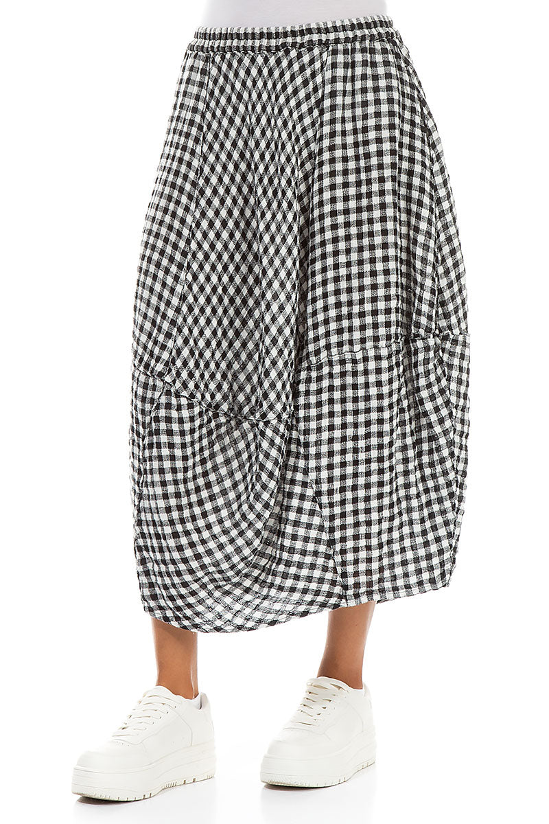 Balloon Black & White Check Linen Skirt 3