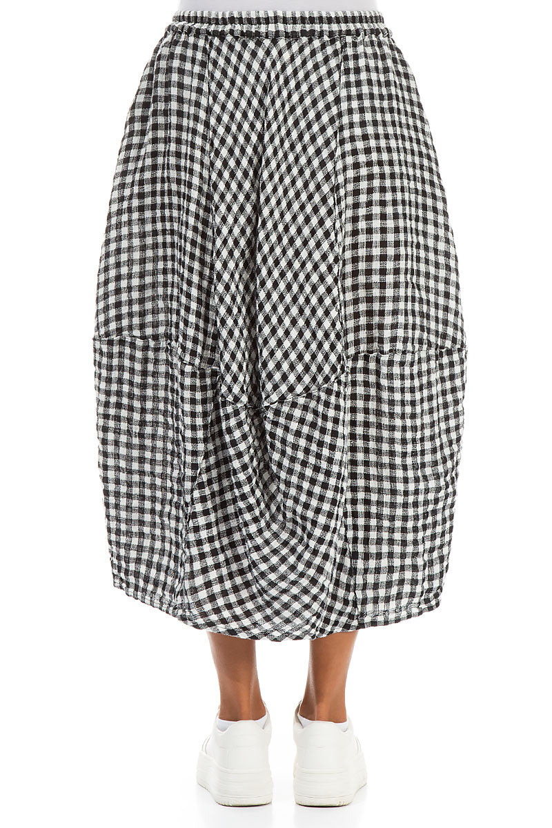 Balloon Black & White Check Linen Skirt 2