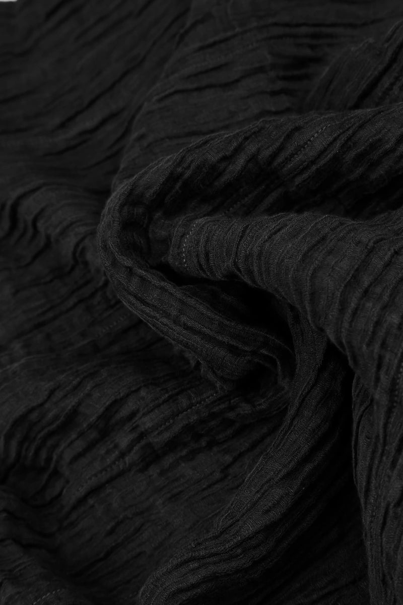 Balloon Crinkled Black Silk Dress 5