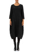 Balloon Crinkled Black Silk Linen Dress 1