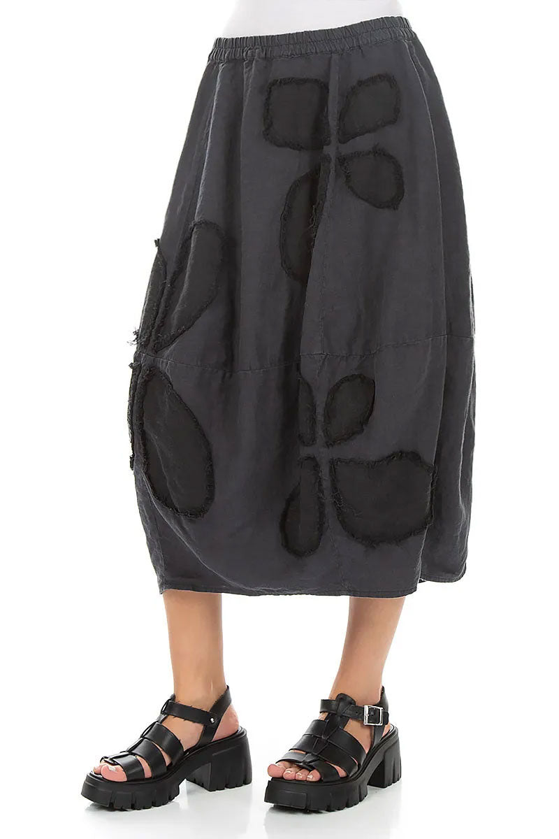 Balloon Graphite Petal Linen Skirt 3