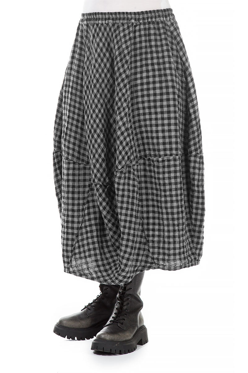 Balloon Grey Check Linen Skirt 4