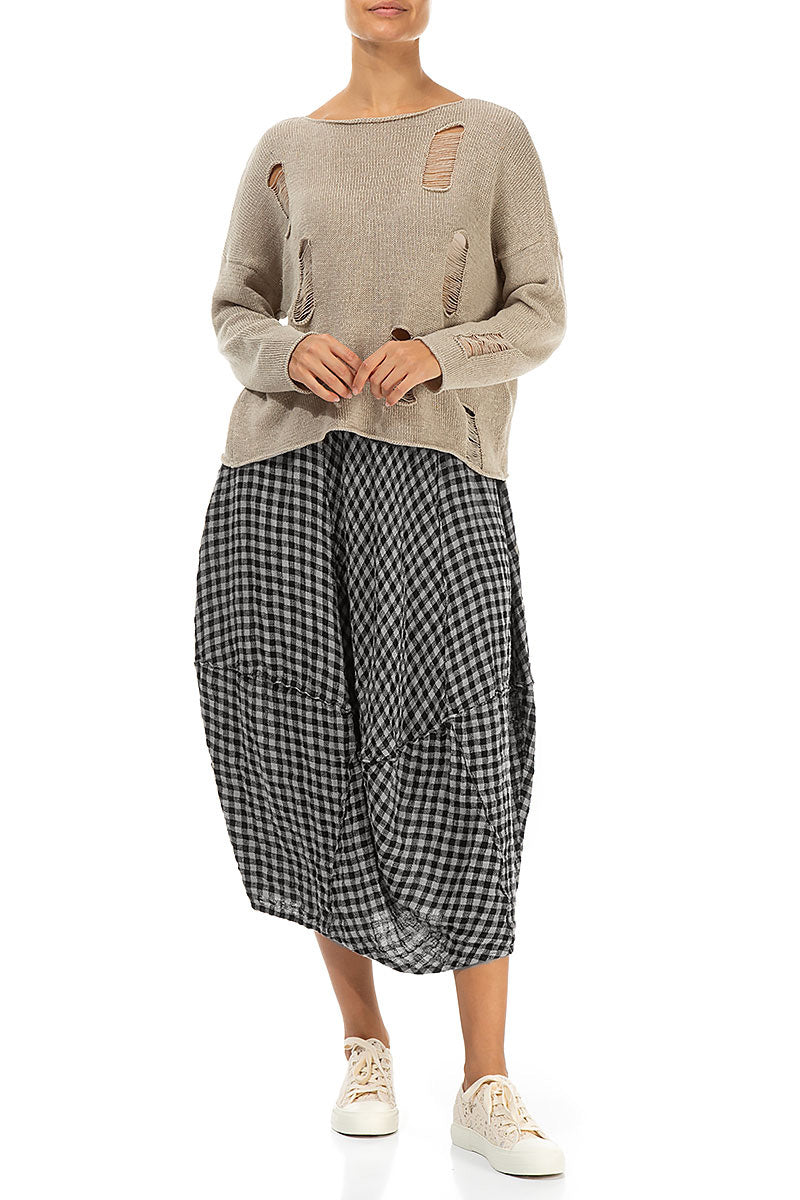 Balloon Grey Check Linen Skirt 4