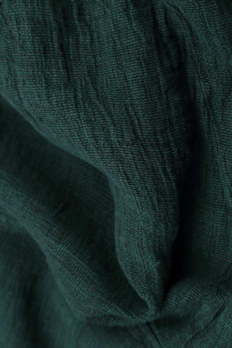 Balloon Long Sleeves Emerald Mélange Linen Dress 5