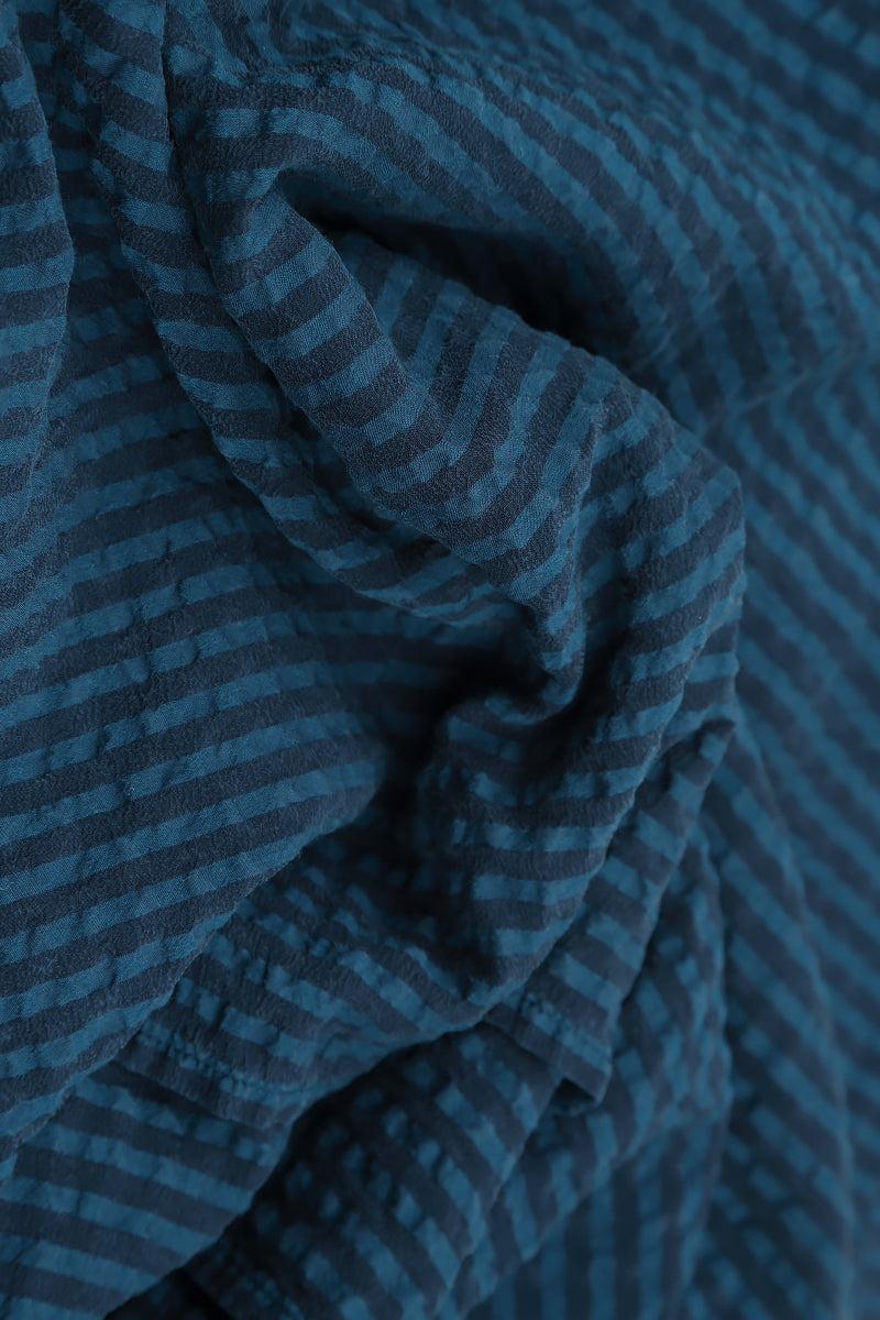 Balloon Navy Textured Silk Dress