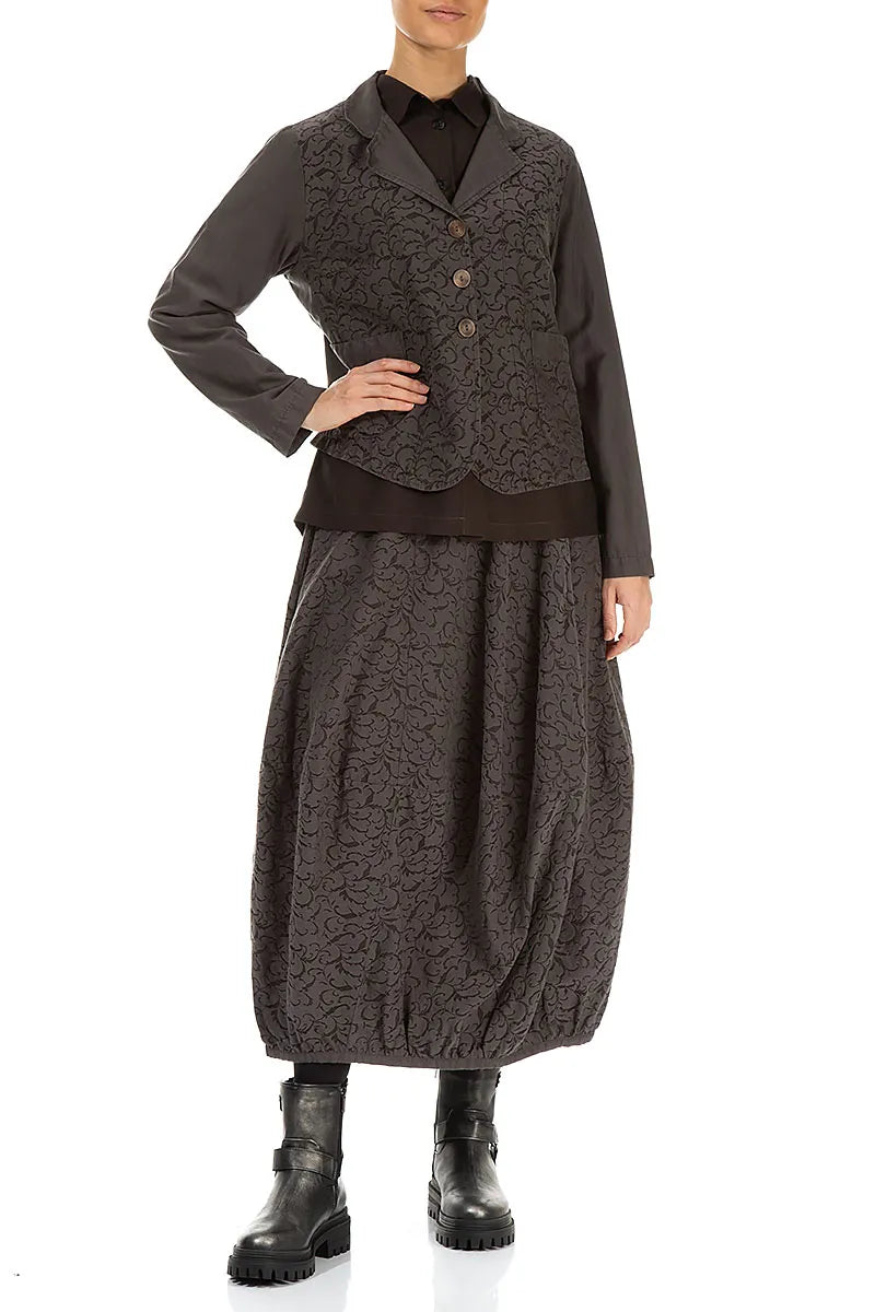 Balloon Ornamented Forest Brown Silk Cotton Skirt 4