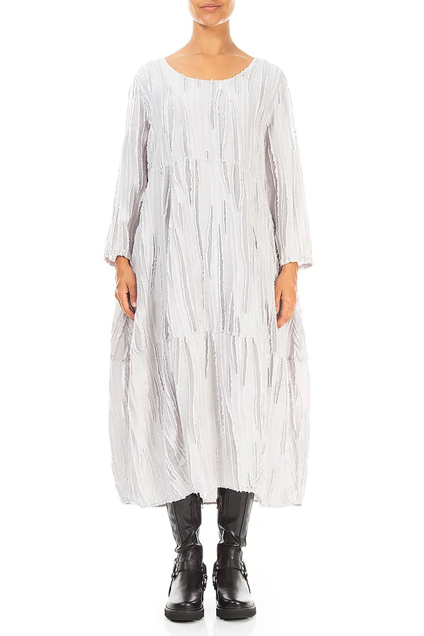 Balloon Pearl Grey Fray Weave Dress 1
