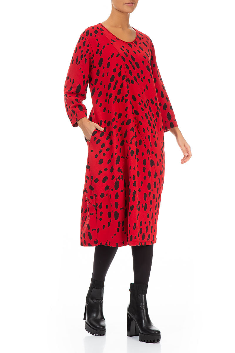 Balloon Cherry Red Drops Cotton Dress 3