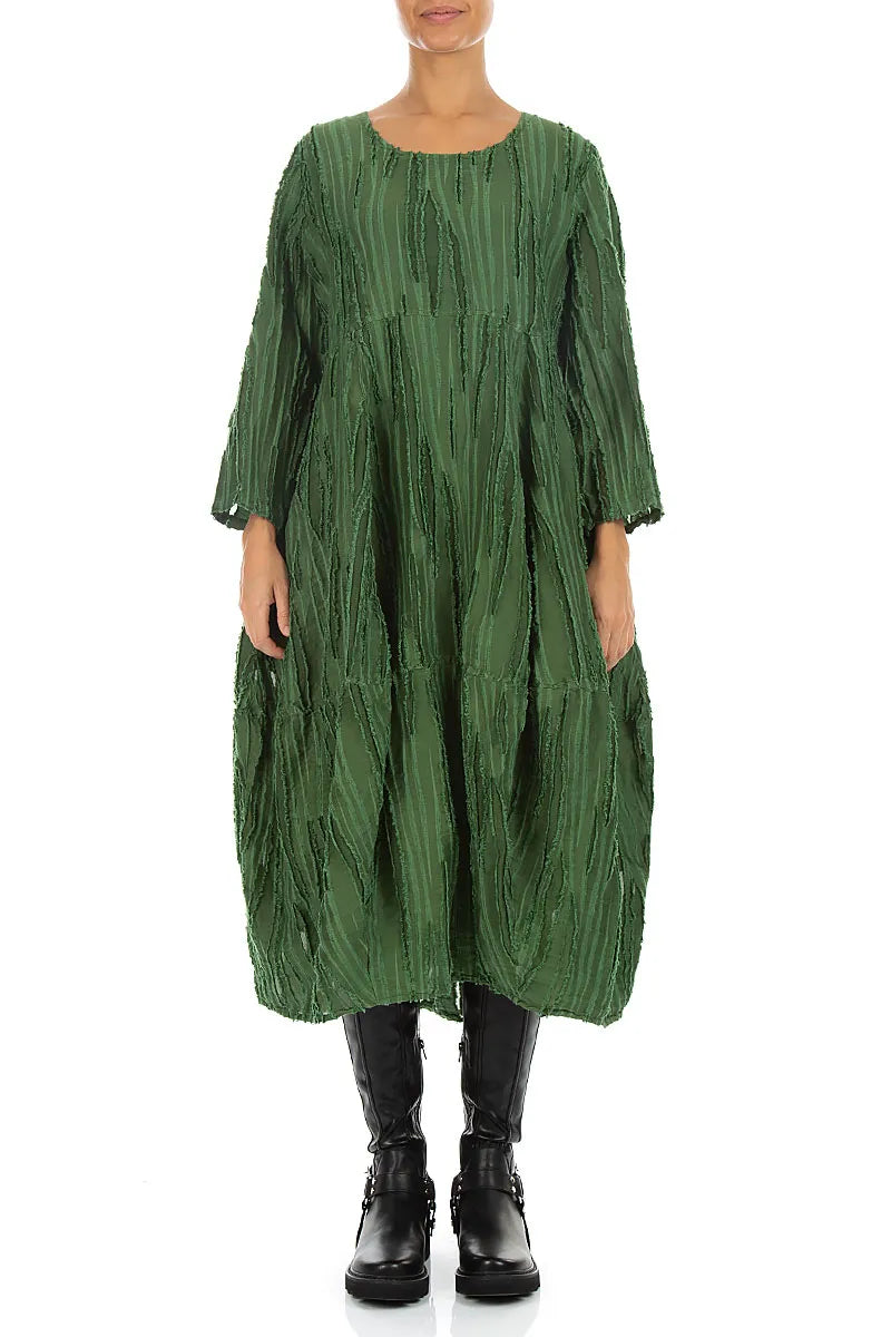 Balloon Shamrock Green Fray Weave Dress