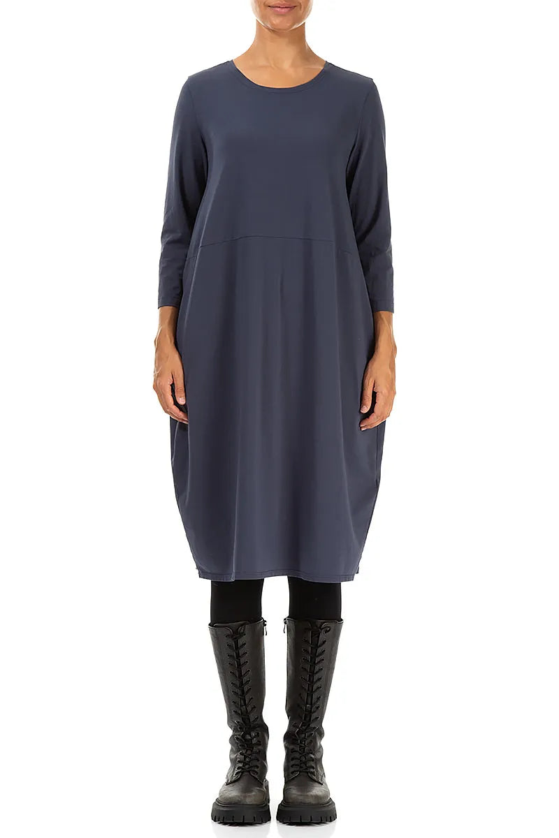 Ballonkleid aus schieferblauer Baumwolle