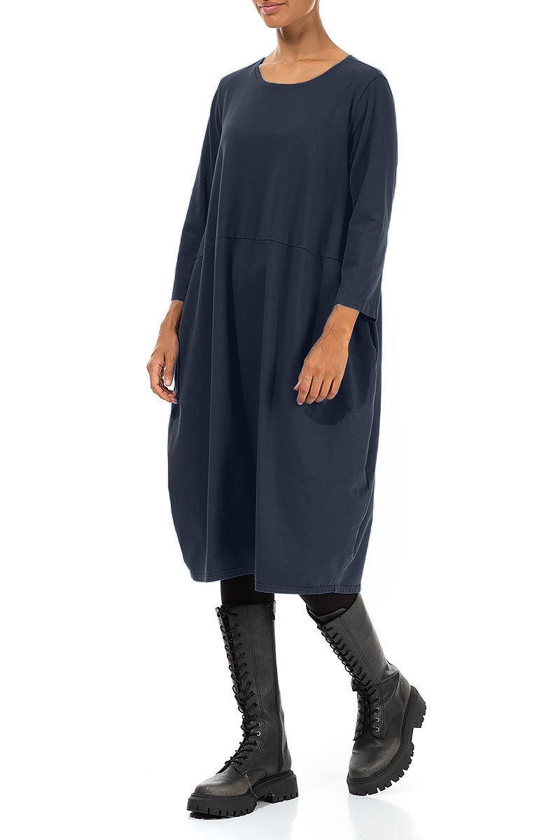 Balloon Slate Blue Cotton Dress 3
