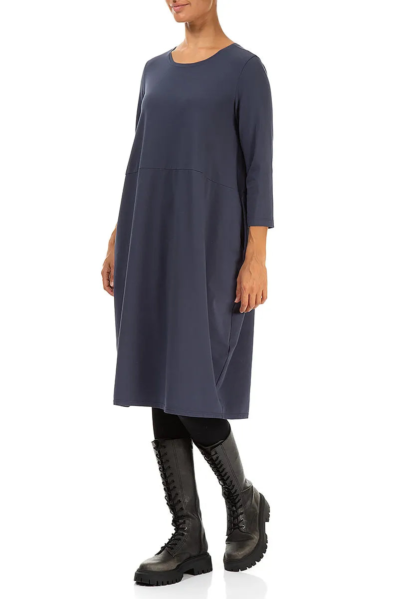 Ballonkleid aus schieferblauer Baumwolle