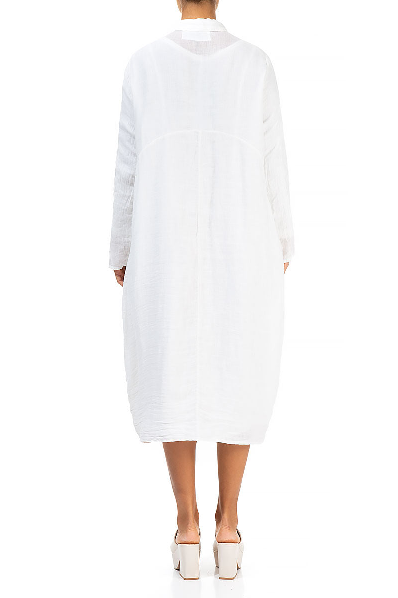 Balloon White Gauze Linen Jacket Dress 2