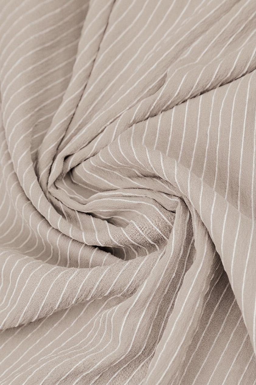 Beige Stripy Silk Viscose Scarf 4