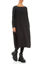 Black Checkered Linen Cotton Pinafore Dress 3