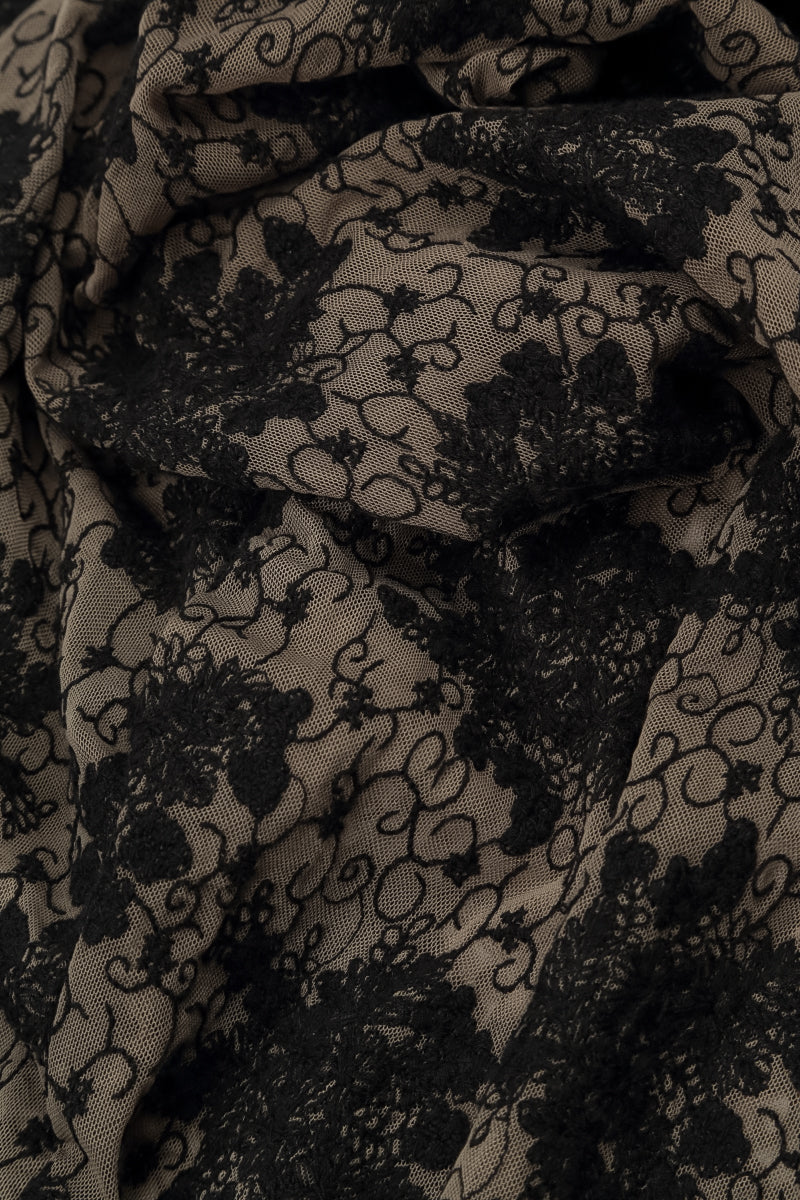 Black Floral Cotton Lace Wristlets