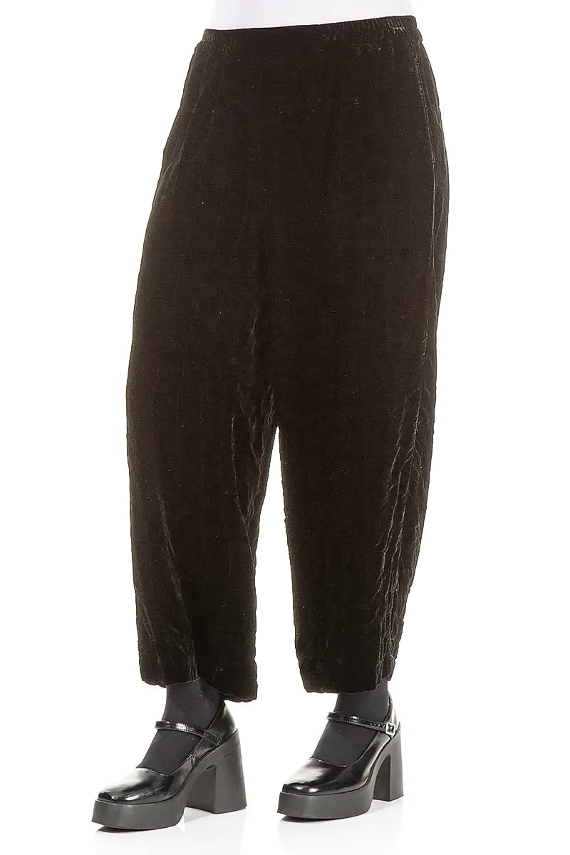 Plissierte Seidensamthose in Altkupfer