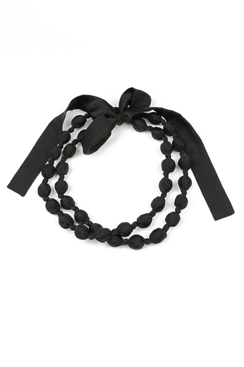 Black Silk Fine Bead Necklace