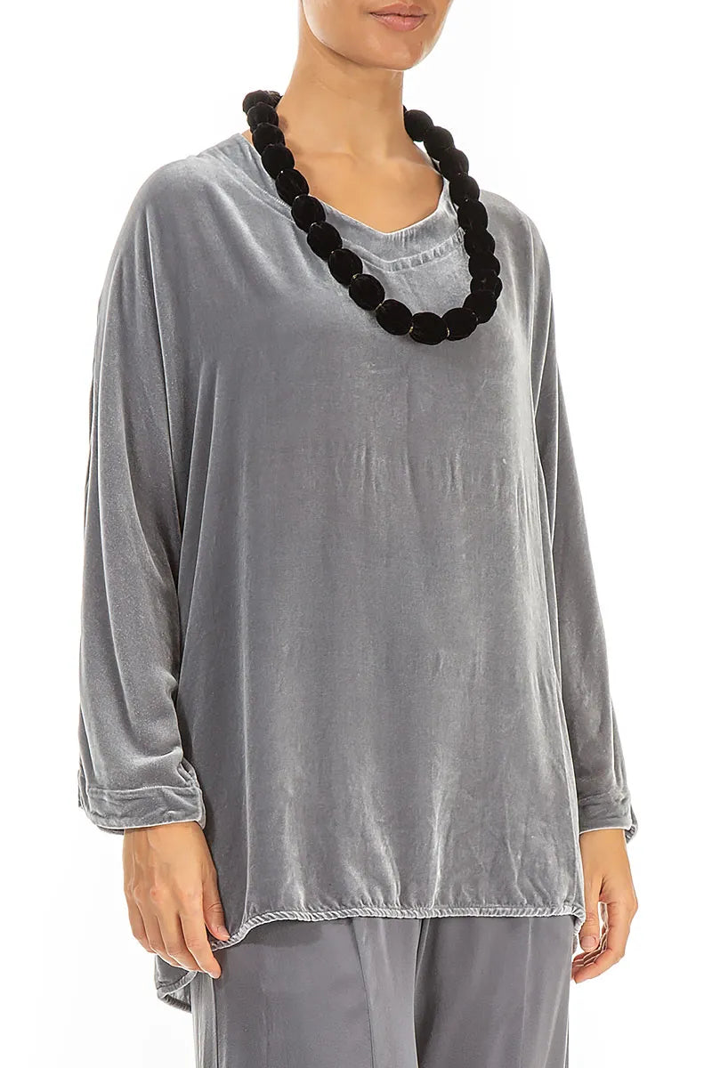 Black Silk Velvet Bead Necklace 3