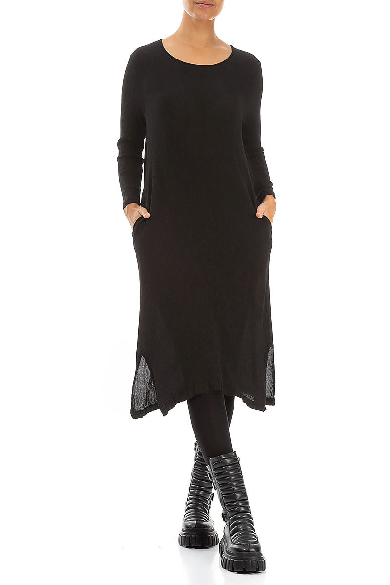 Black Silk Viscose Shift Dress 4