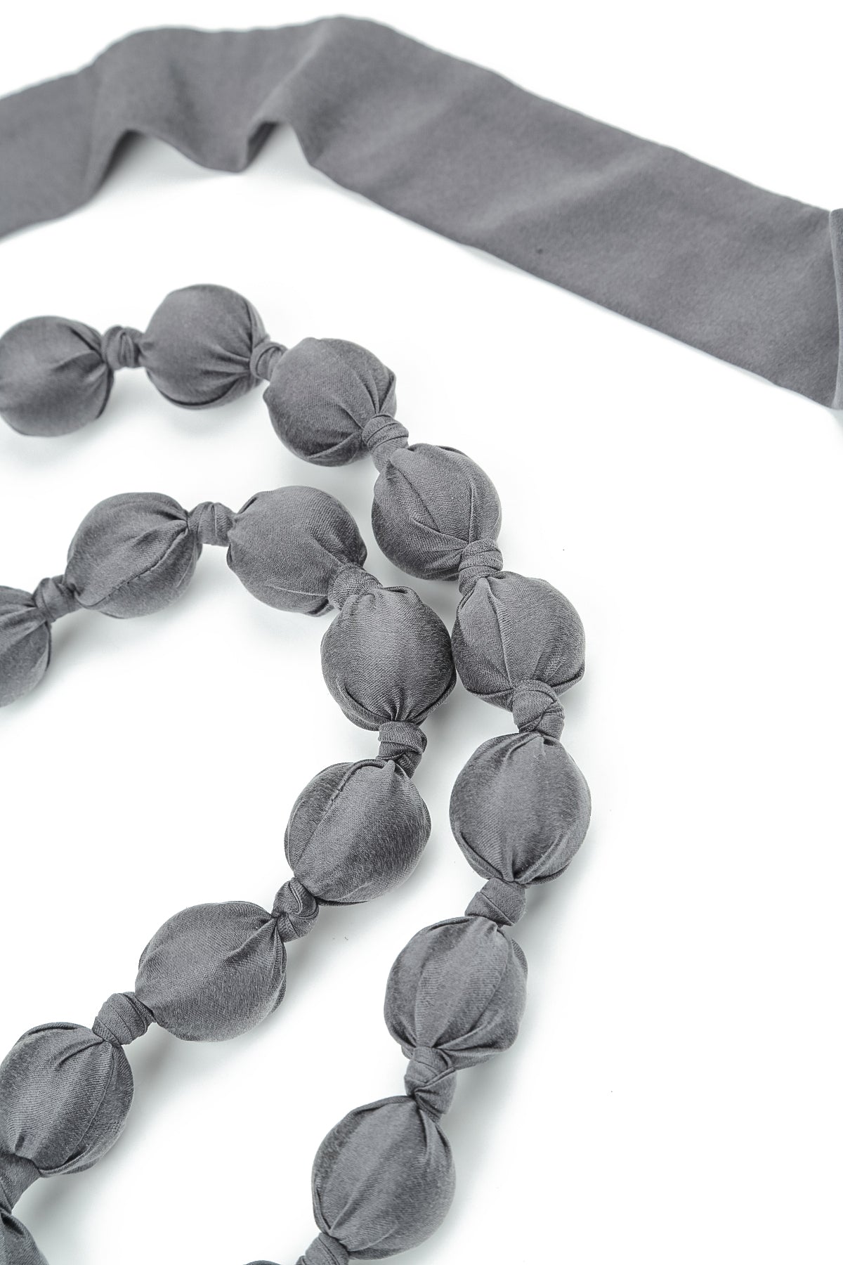 Black Silver Silk Bead Necklace 5
