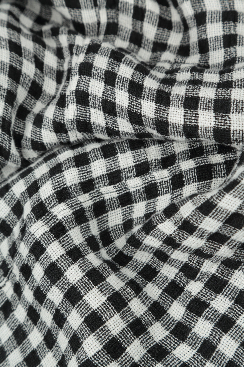 Black & White Check Linen Scarf